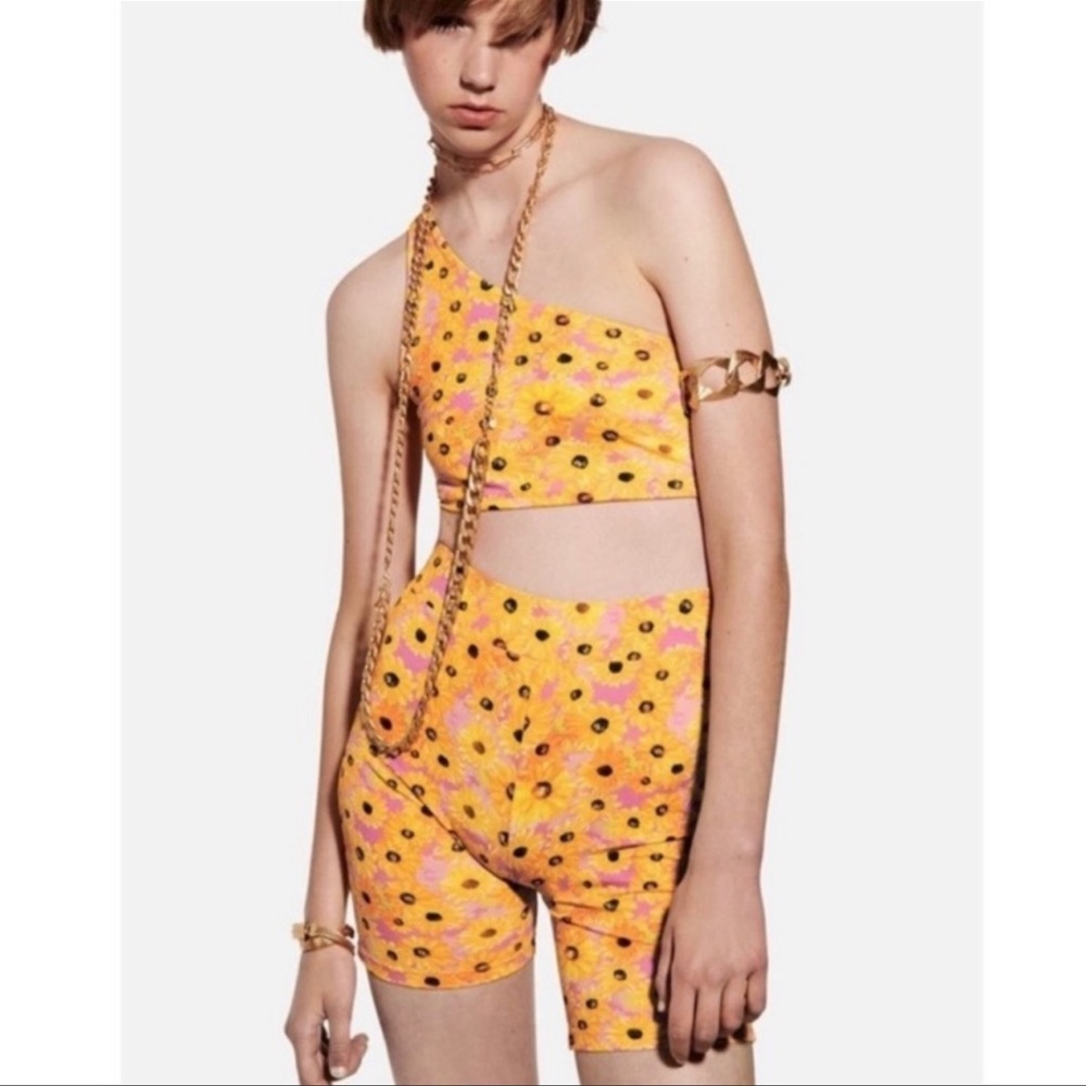 Zara sunflower top and biker short set